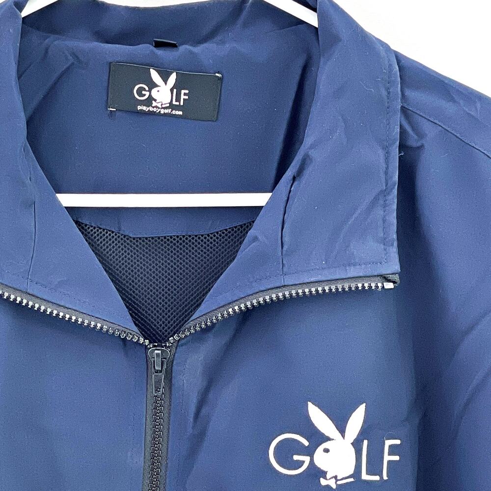 Playboy Navy Golf Jacket Wind Resistant 1/2 Zip Pullover Tournament